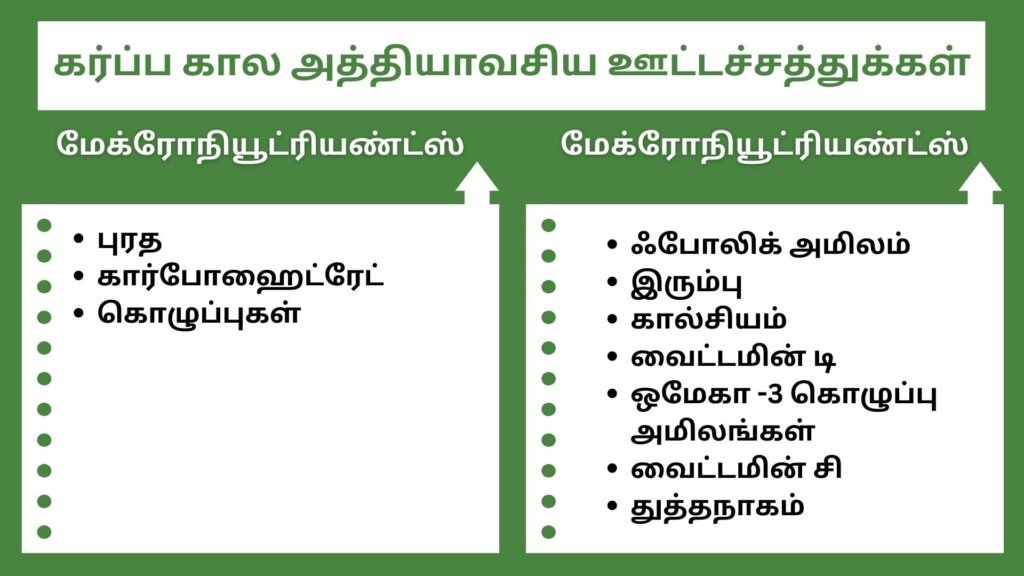essential nutrients during pregnancy in Tamil
